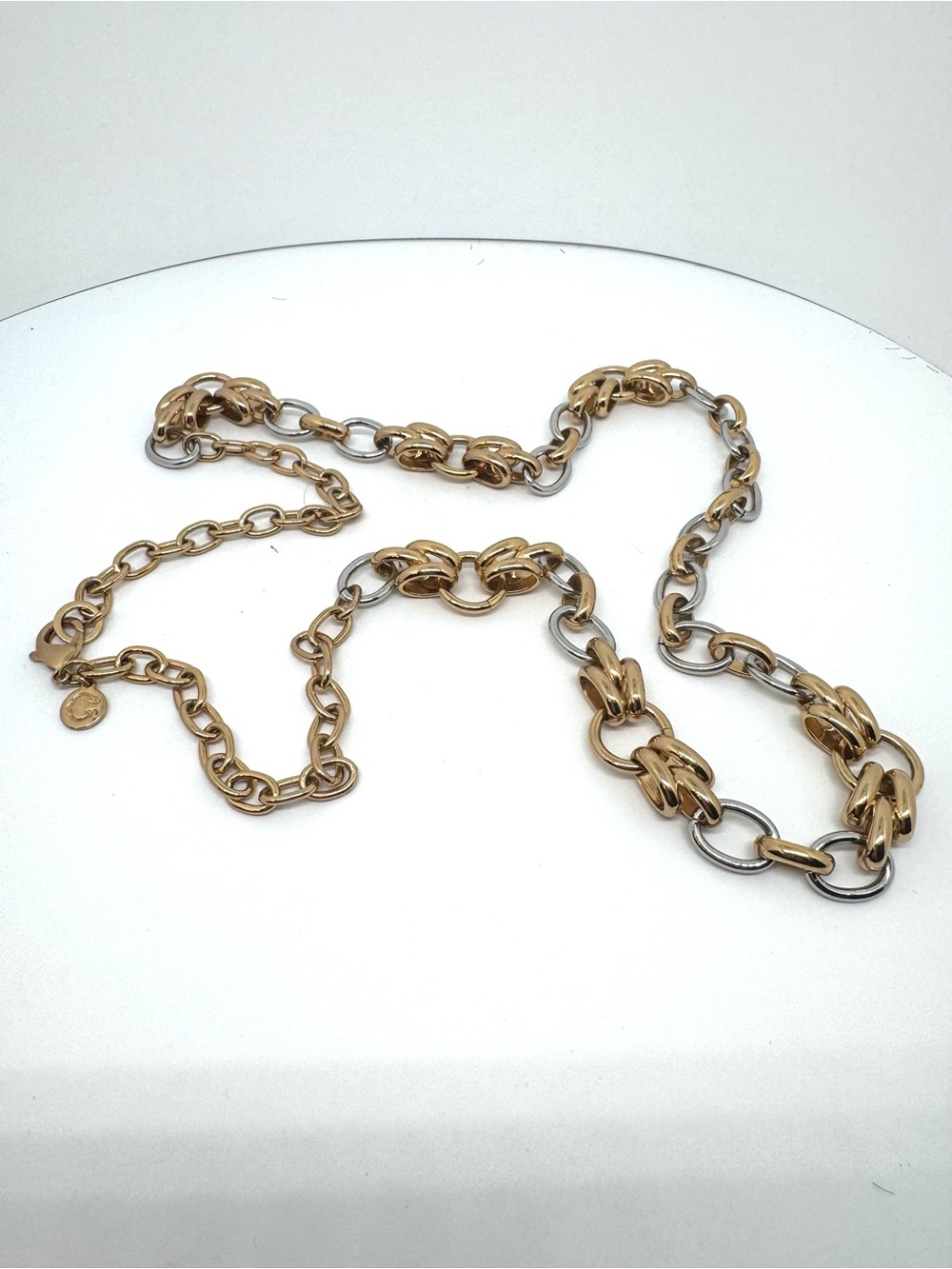 C Wonder Two-Tone Gold & Silver Link Necklace - Women Jewelry 32”